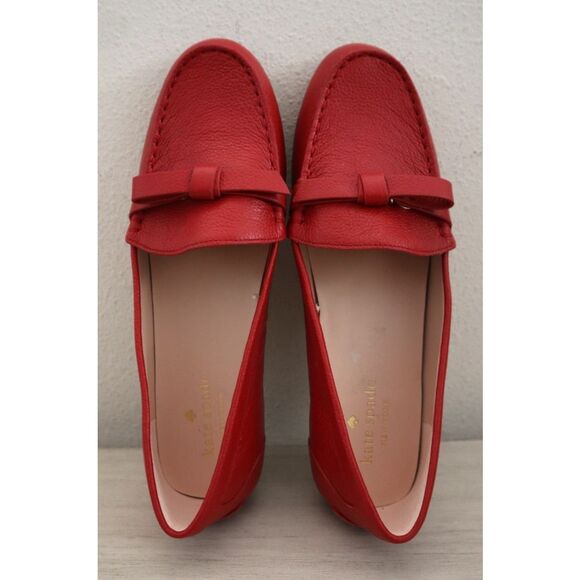 Kate Spade A25/132 Women’s Sz 10B Red Desi Leather Bow Slip-On Loafers - Picture 2 of 12